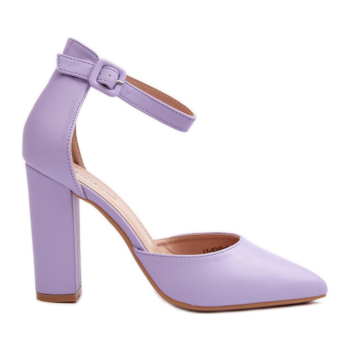 Leather Pumps on a High Heel, Purple Salira violet