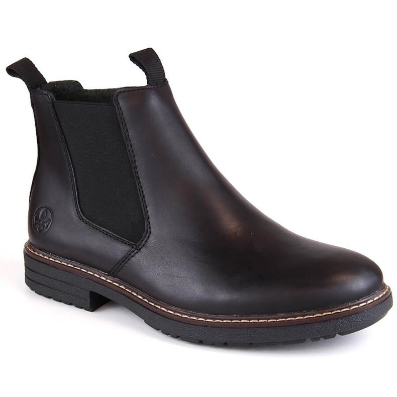 Leather comfortable men's Chelsea boots, insulated black, Rieker 33180-00