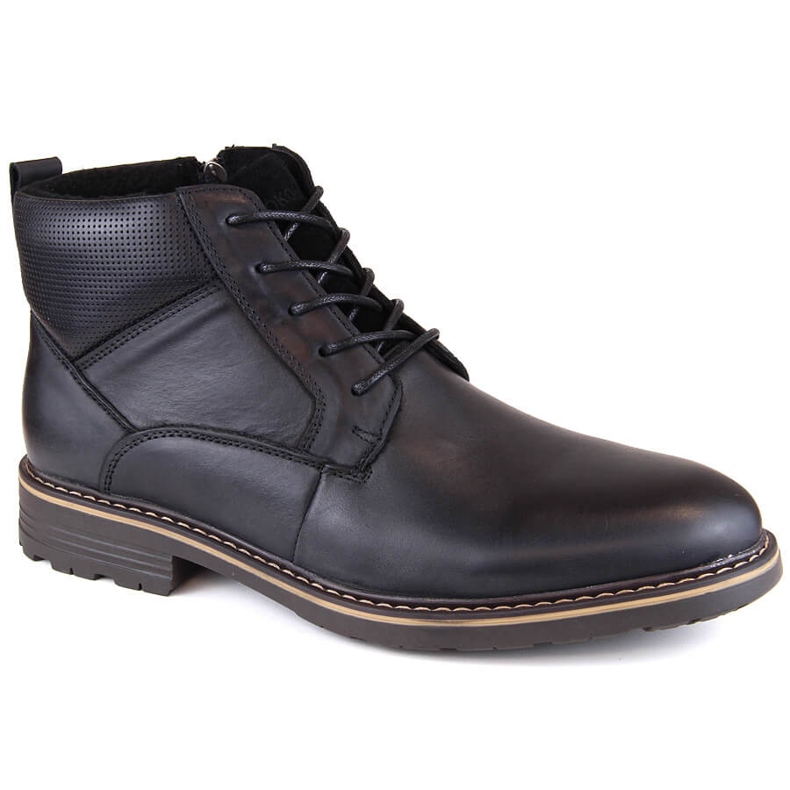 Leather men's insulated ankle boots, black, T.Sokolski Z22-69
