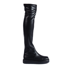 Black Shelovet platform musketeers