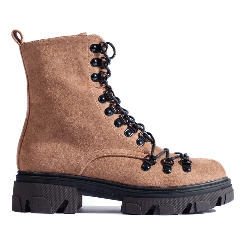 Suede tied brown workers boots from Vinceza beige