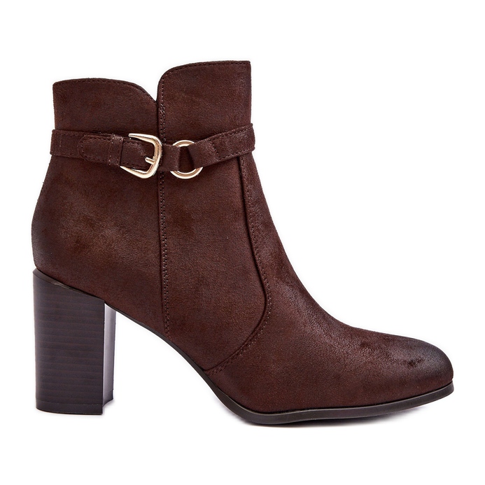 Sergio Leone Leather Women's Ankle Boots with a Buckle, Brown Lasima Sergio Leone Leather Women's Ankle Boots with a Buckle, Brown Lasima