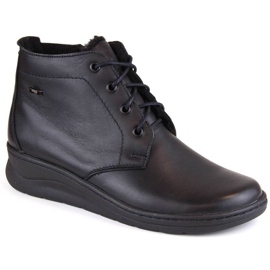Comfortable leather winter wedge boots Helios W H584A, black
