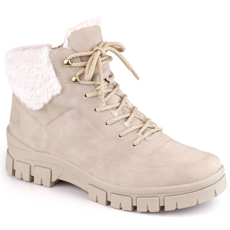 Comfortable insulated ankle boots by Rieker, beige