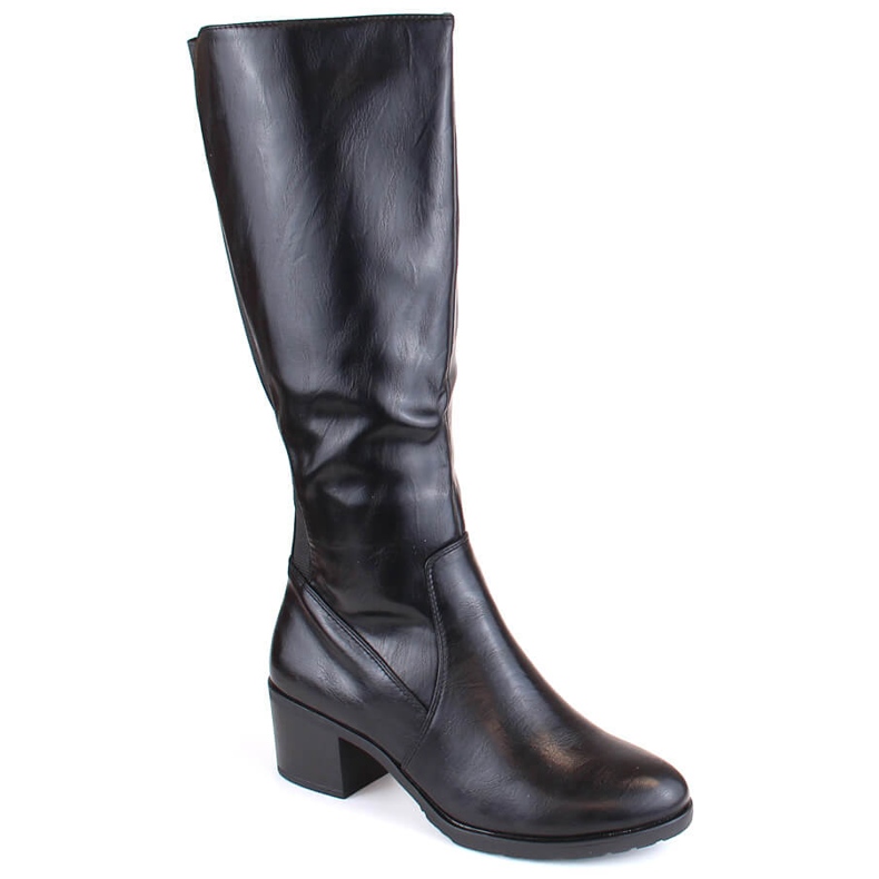 M. DASZYŃSKI Women's high-heeled boots with elastic bands, insulated black M.Daszyński SA128-36