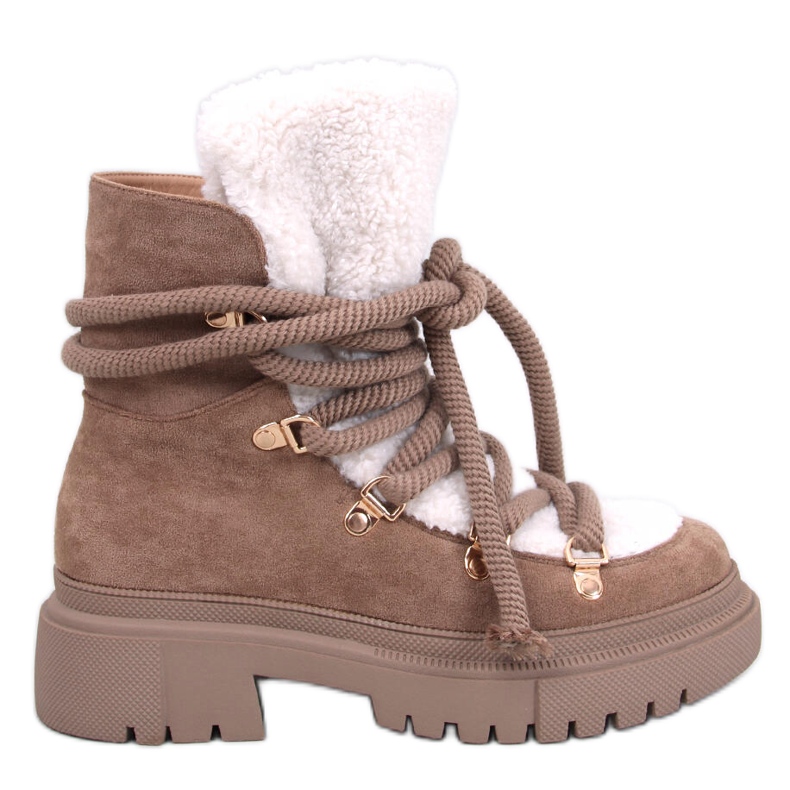 Shea Khaki sheepskin snow boots brown
