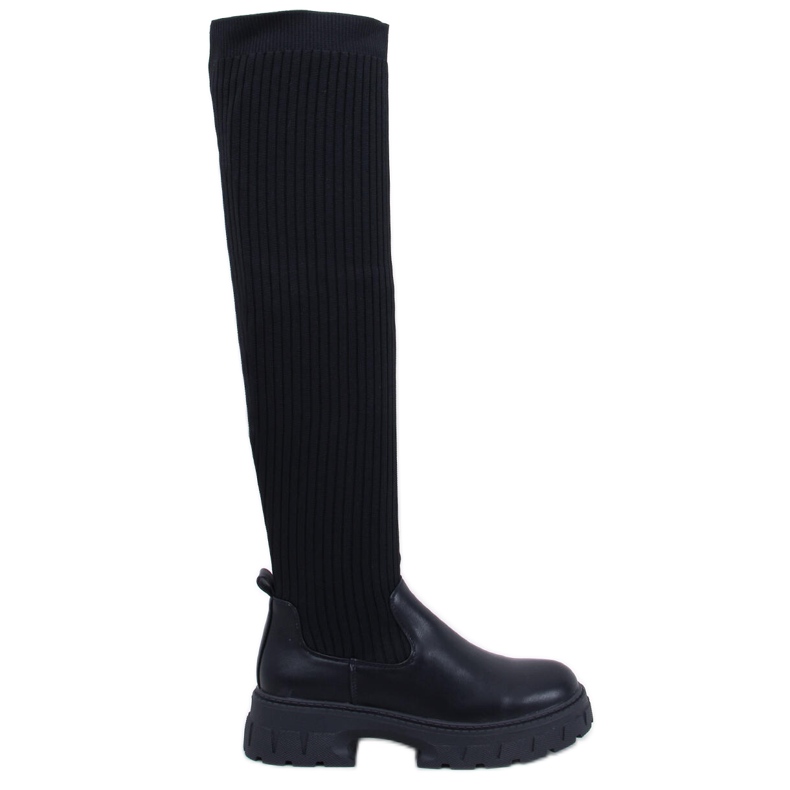 Teasly Black over-the-knee boots with a flexible upper