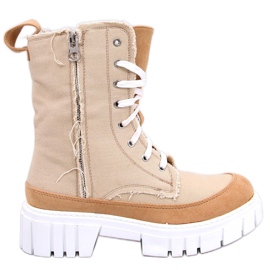 Vaugh Beige canvas ankle boots with a protector Vaugh Beige canvas ankle boots with a protector