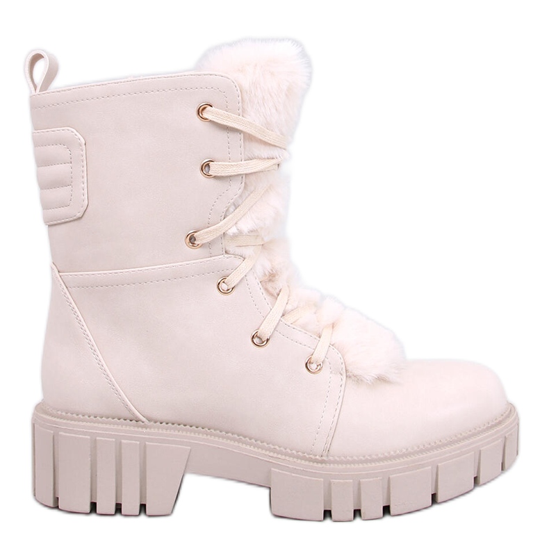 Melvin Beige lace-up ankle boots with fur
