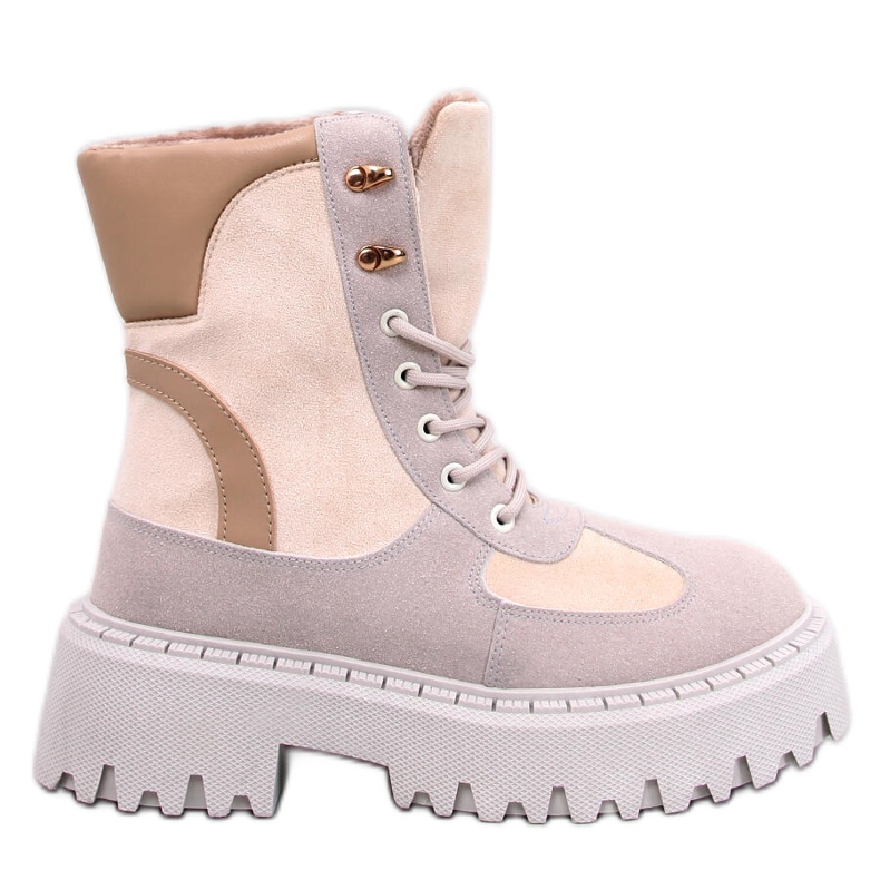 Stiles Beige lace-up platform ankle boots