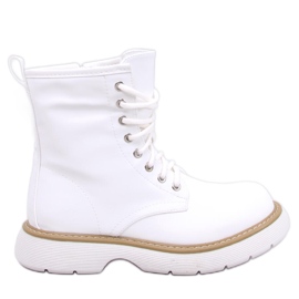 Peddy White lace-up ankle boots