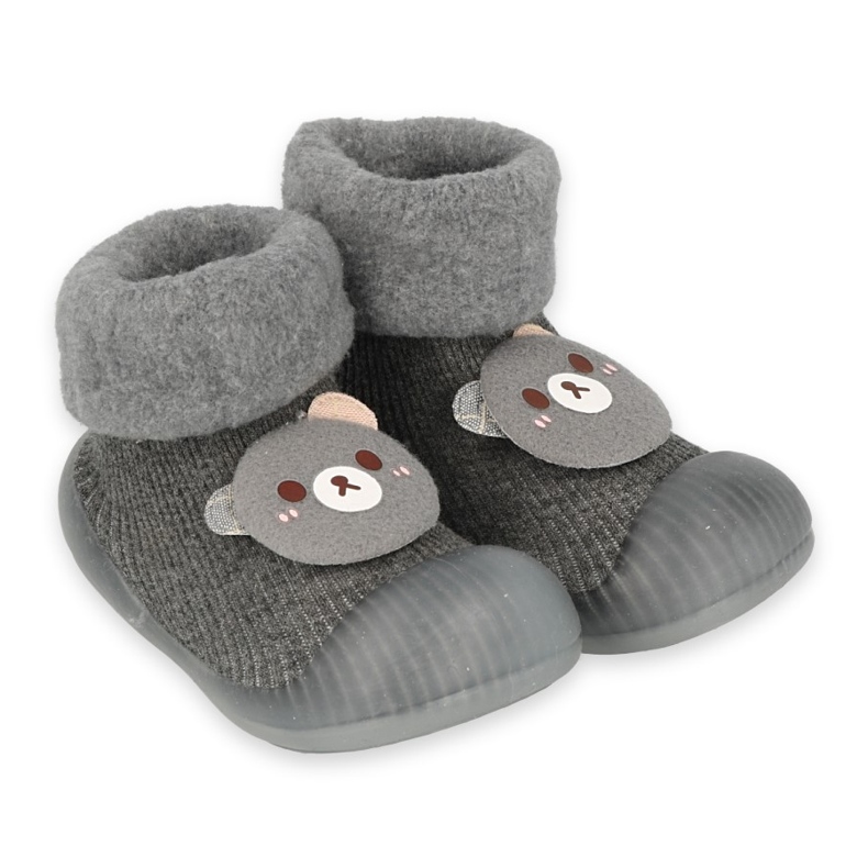 Befado Slippers with a teddy bear 002P035 gray grey