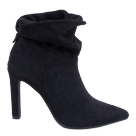 Yvonne Black suede high heel ankle boots
