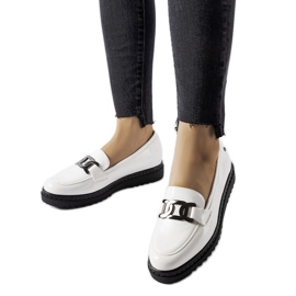 Inna White patent wedge loafers by Vinceza