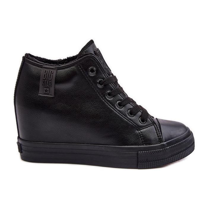 Women's Leather Wedge Sneakers Big Star MM274001 Black Women's Leather Wedge Sneakers Big Star MM274001 Black