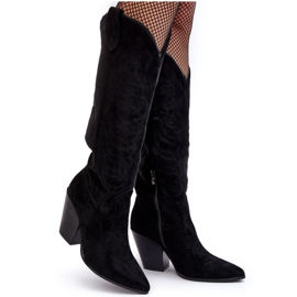 WS1 Women's Cowboy Boots with High Heels, Black Tomani