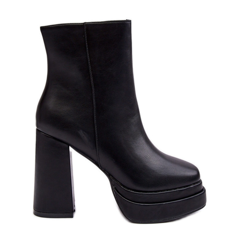 WS1 Women's Ankle Boots on a High Heel and Platform Black Sandstra