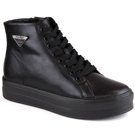 Leather ankle boots on the platform, insulated black Filippo DBT4708 creepers Leather ankle boots on the platform, insulated black Filippo DBT4708 creepers