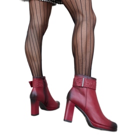 Red ankle boots with a decorative Creil strap