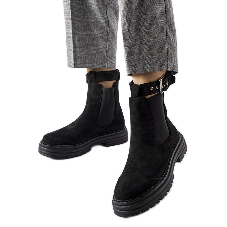 Black ankle boots with a decorative Abela clasp Black ankle boots with a decorative Abela clasp