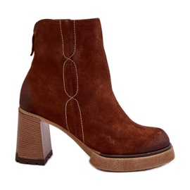 Suede Women's Boots On A High Heel, Brown Lemar Remilda