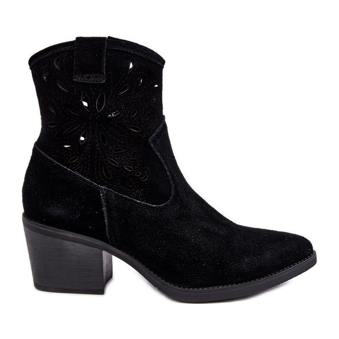 S.Barski Suede Openwork Cowboy Boots D&A SN622-20 Black S.Barski Suede Openwork Cowboy Boots D&A SN622-20 Black