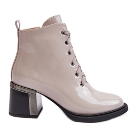 S.Barski Patent Women's Boots D&amp;A MR870-98 Light Beige