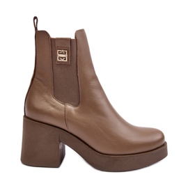 Lemar Women's Leather High Heel Boots Brown Kodra