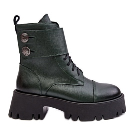 Lemar Anceria Women's Leather Worker Boots Green Lemar Anceria Women's Leather Worker Boots Green