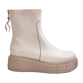 Women's Leather Boots on the Platform Light Beige Lemar Jenefer