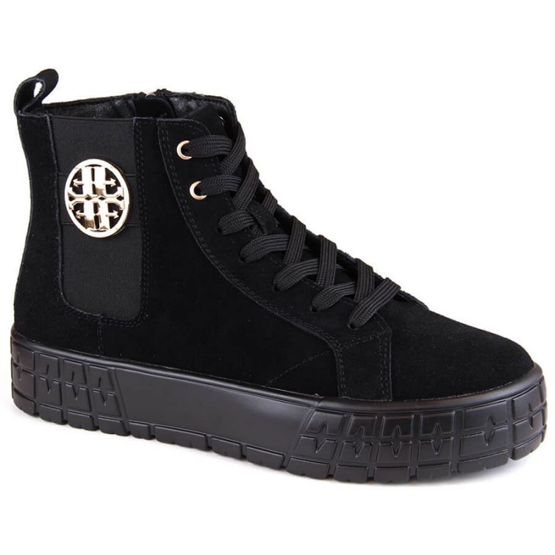 Filippo W PAW470 black insulated leather suede ankle boots on the platform