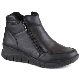 Comfortable, insulated leather wedge boots Helios W H594A, black