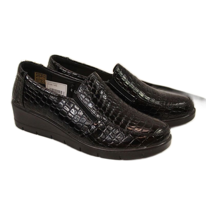 Comfortable lacquered wedge shoes T.Sokolski W SCA61A, black