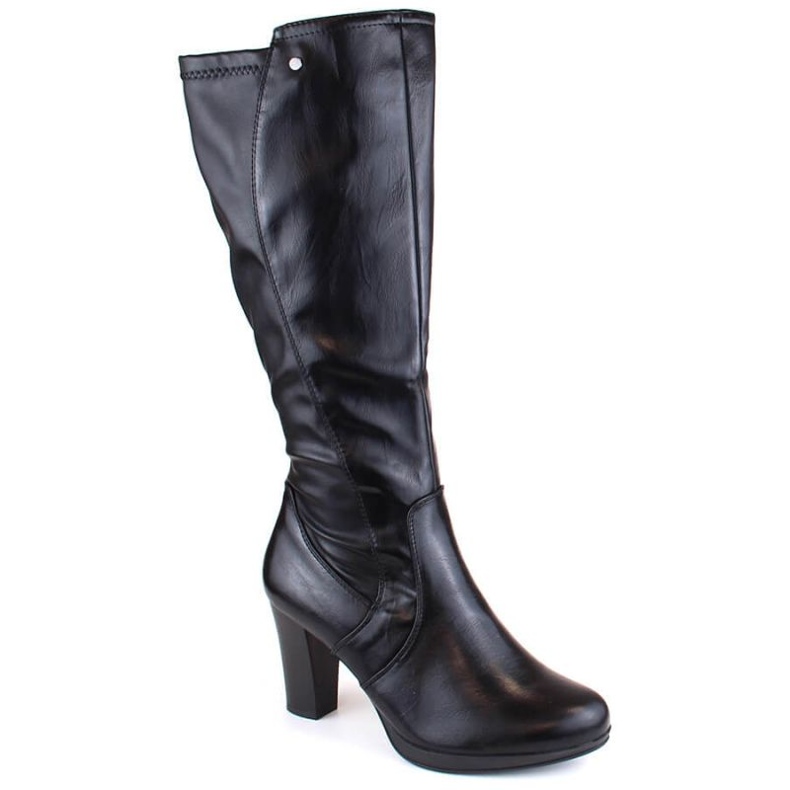 High-heeled boots with elastic back, insulated M.Daszyński W SAN27A, black