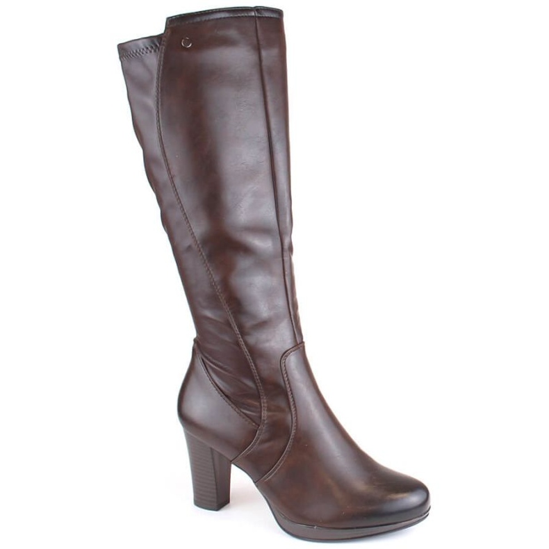 High-heeled boots with elastic back, insulated M.Daszyński W SAN27B brown