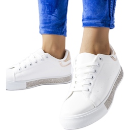 White and beige sneakers with Dina rhinestones