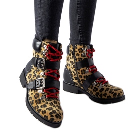 Black and beige leopard print ankle boots Baltimore