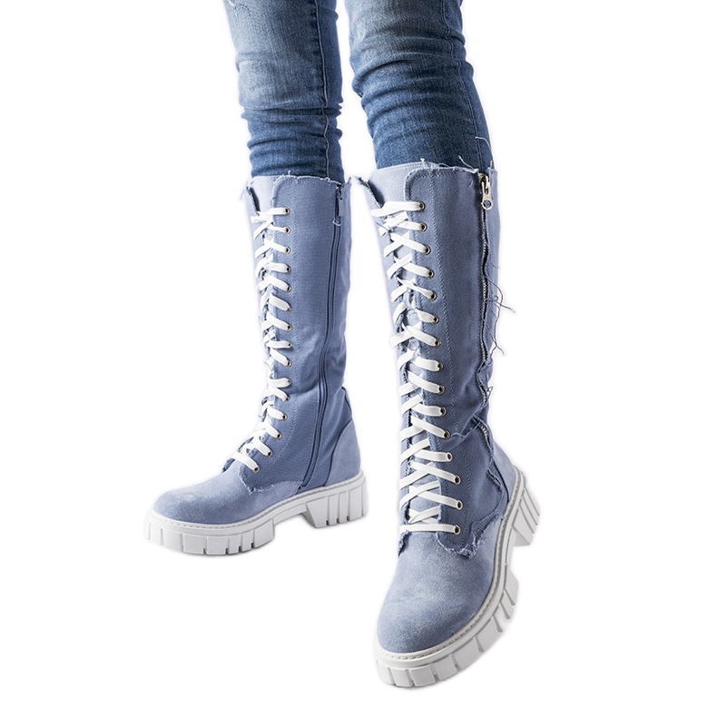 Blue fabric insulated Palmer boots