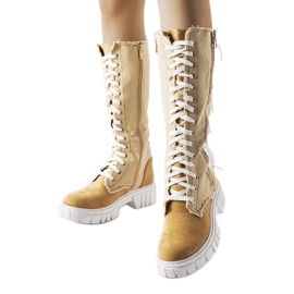 Beige fabric insulated Palmer boots