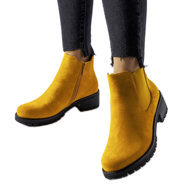 Yellow low-heeled ankle boots from L'Anglais