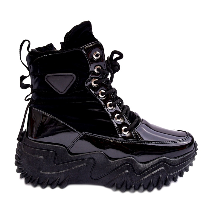 Insulated ankle boots on a massive platform, black