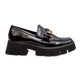 WS1 Women's Patent Leather Loafers With Decoration, Black Peuria