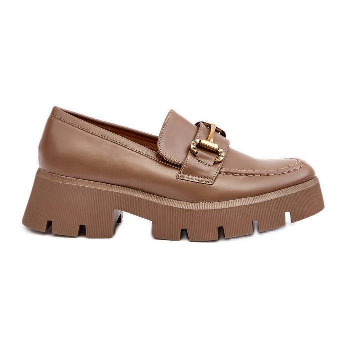 Women's Loafers With Decoration Khaki Peuria beige
