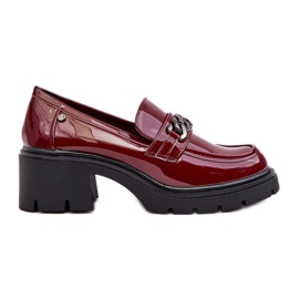 WS1 Lacquered Women's Low-Heel Shoes, Burgundy Blimma