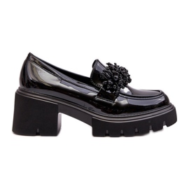 WS1 Women's Patent Leather Shoes With Decoration Black Renesma