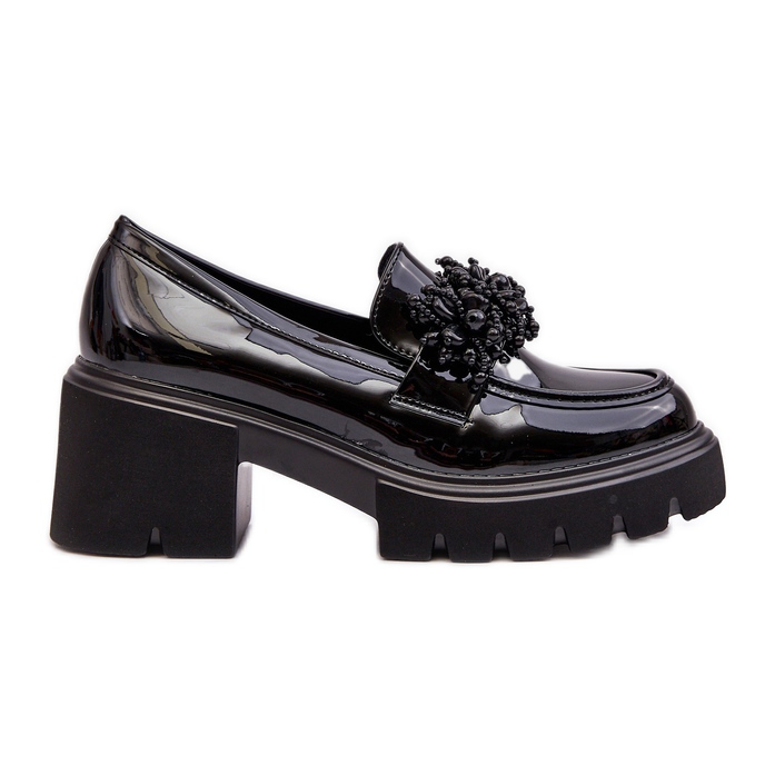 WS1 Women's Patent Leather Shoes With Decoration Black Renesma