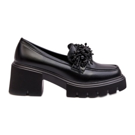 WS1 Women's Leather Shoes With Decoration Black Renesma