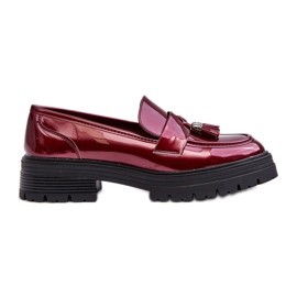 WD1 Patent leather loafers with fringes, burgundy Velenase red
