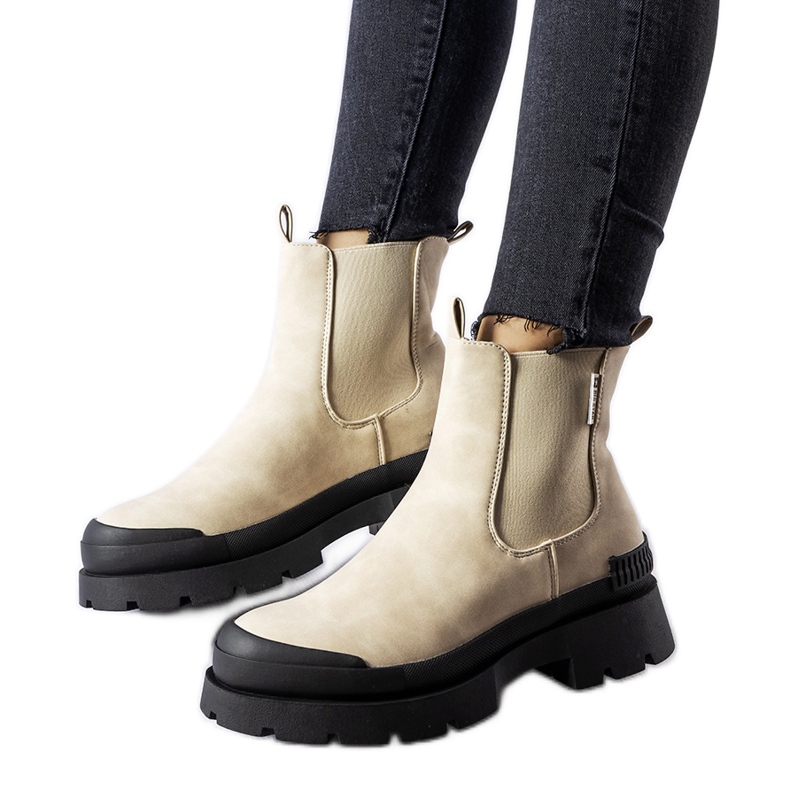Beige and black eco-suede boots Big Star MM274322