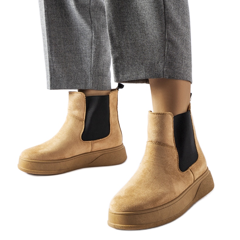 Dark beige ankle boots on the Benilde platform Dark beige ankle boots on the Benilde platform